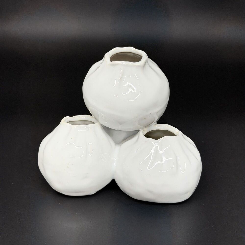 Pier 1 Imports White Ceramic 4 Opening Cluster Bud Vase Organic Sculptural Decor